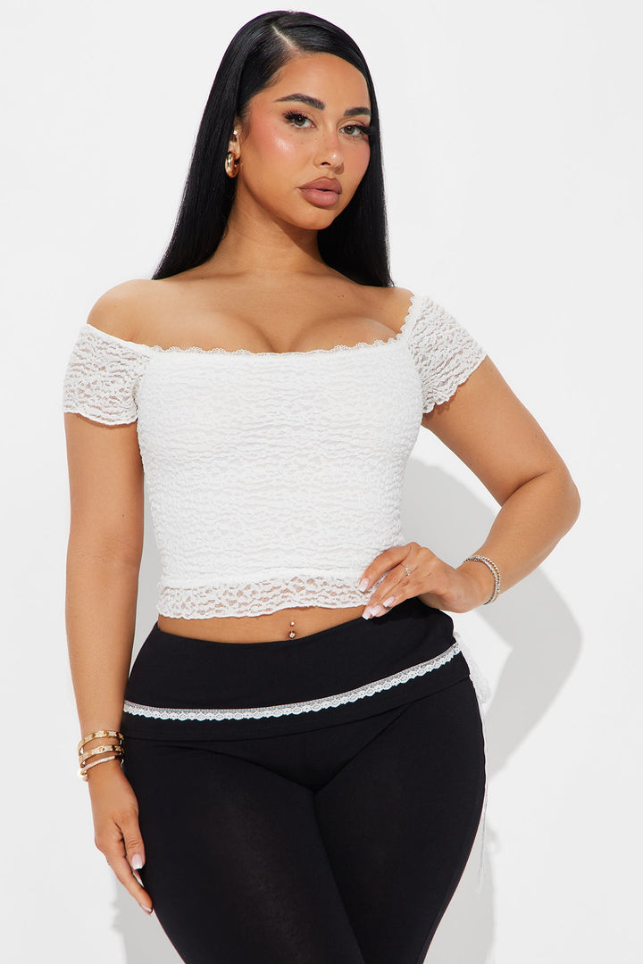 Journee Off Shoulder Lace Top - Off White