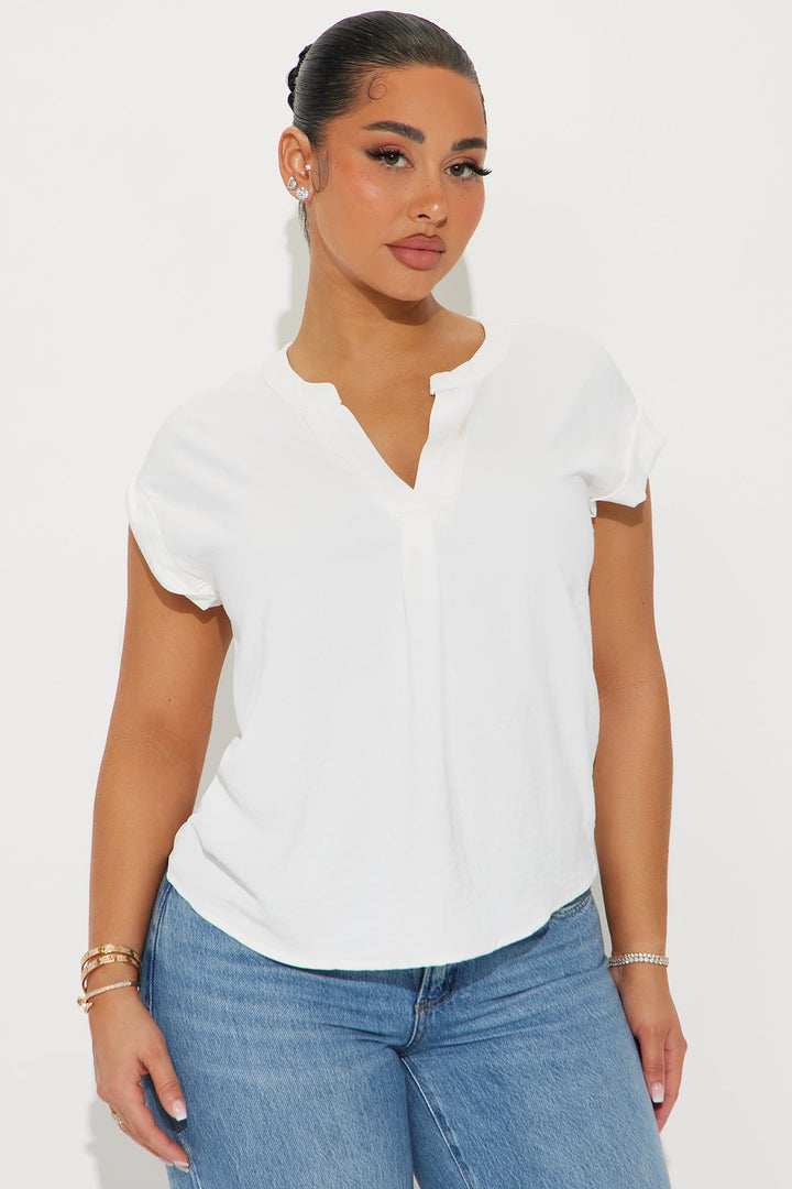 Got Me Thinking Flowy Top - Off White