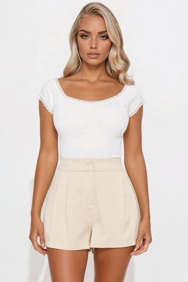 Paige Short Sleeve Ribbed Baby Tee - Off White