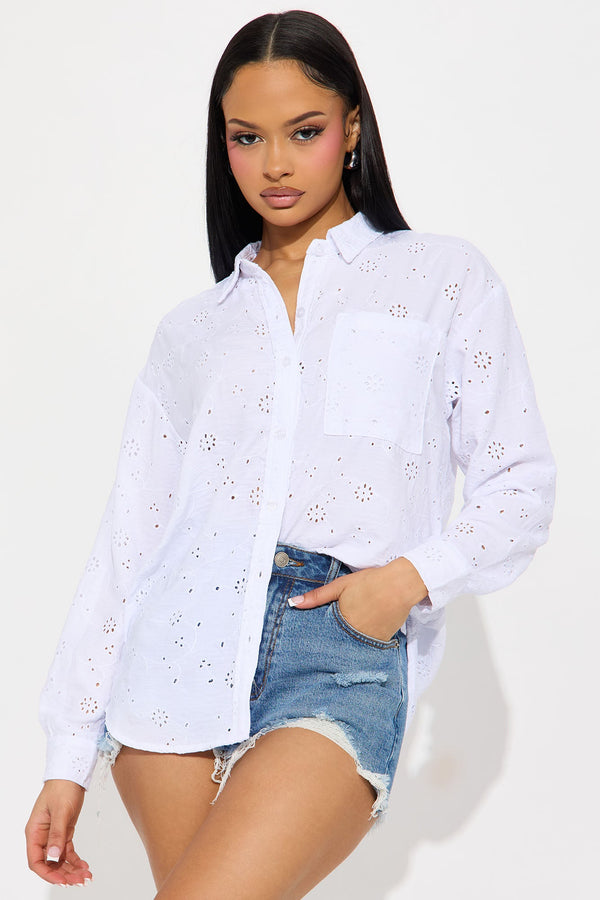 Life Is Breezy Eyelet Shirt - White