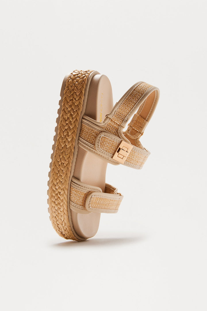 Traci Platform Buckle Sandals - Beige