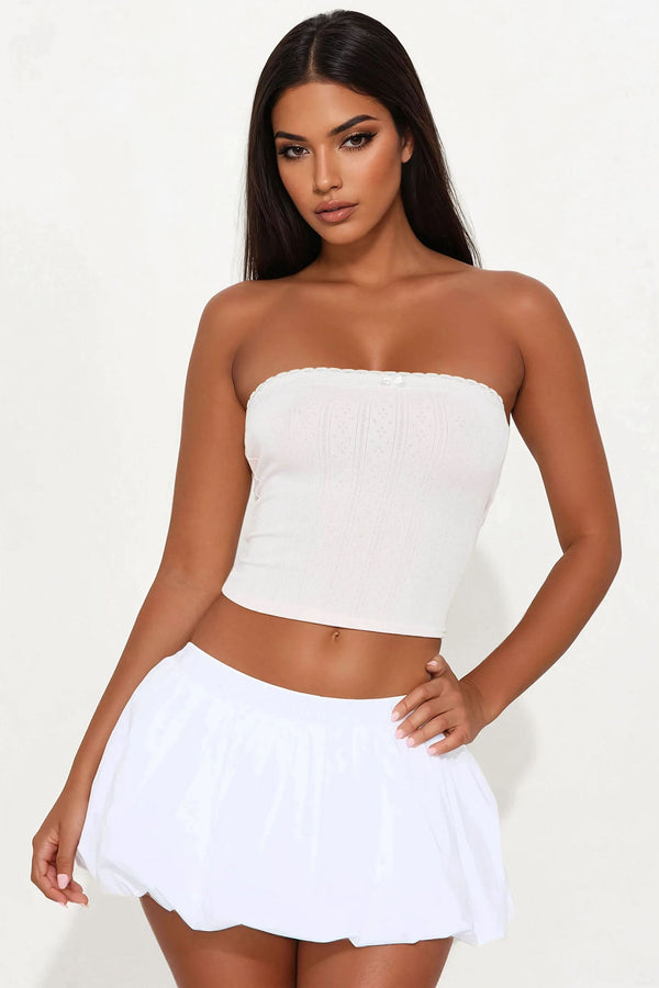 Girly Pointelle Tube Top - Blush