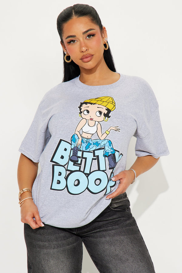 Betty Boop Street Oversized Tee - Heather Grey