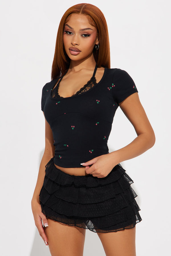 Heart To Heart Cherry Layered Top - Black/combo