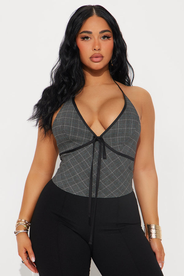 Upper East Side Halter Top - Grey/combo