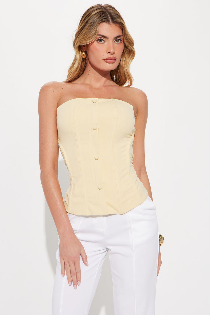 Looking Sharp Corset Top - Butter Yellow