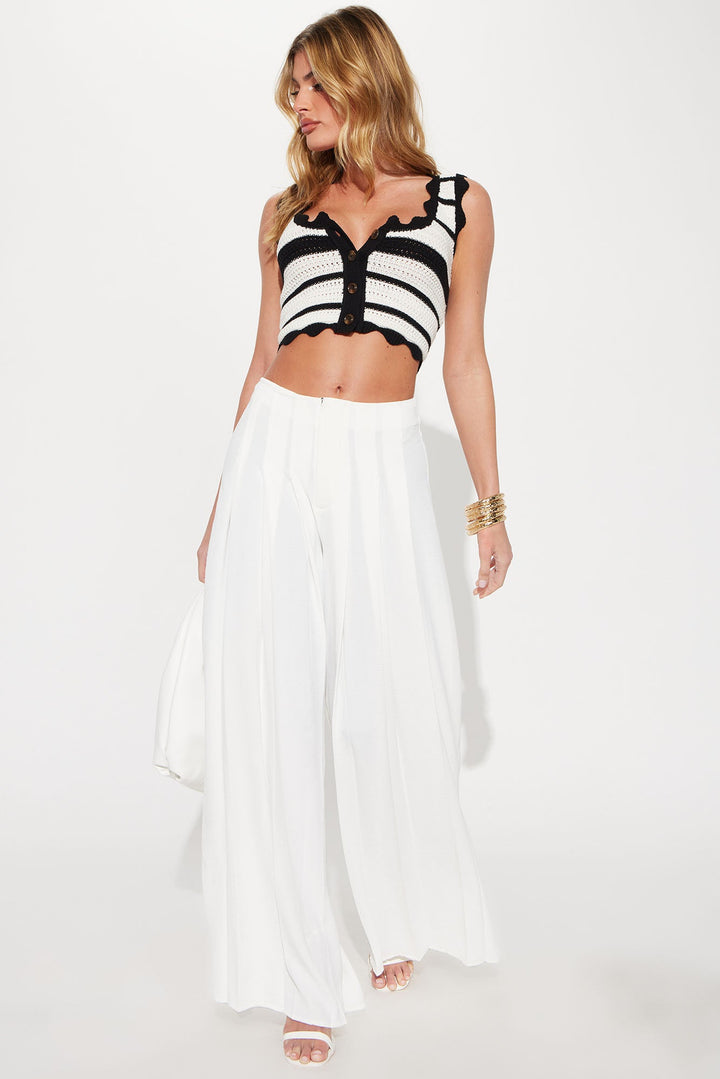 In Good Company Striped Crochet Top - White/Black