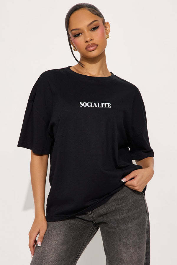 Socialite Oversized Tee - Black