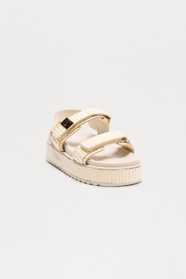 Jackson Raffia Platform Sandals - Ivory