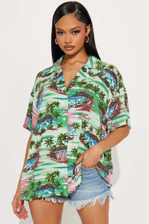 Cruisin' Through Tropics Shirt - Green/combo