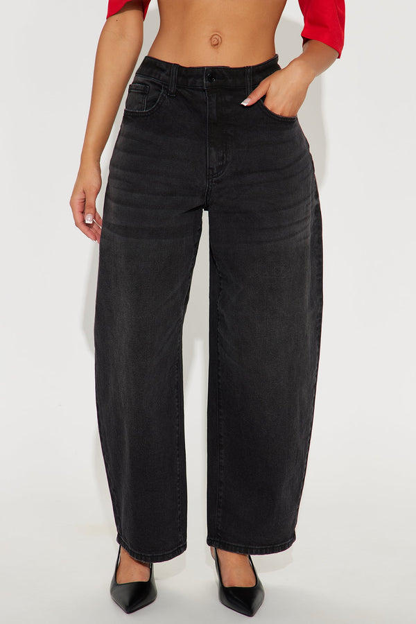 Best Ever Barrel Leg Jeans - Black Wash