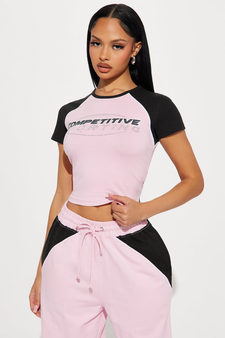 No Competition Graphic Tee - Pink/combo