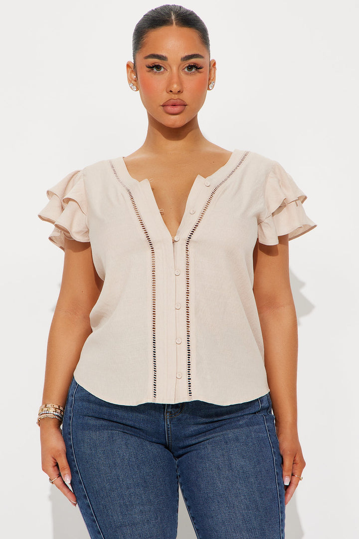 Summer Class Linen Blouse - Beige