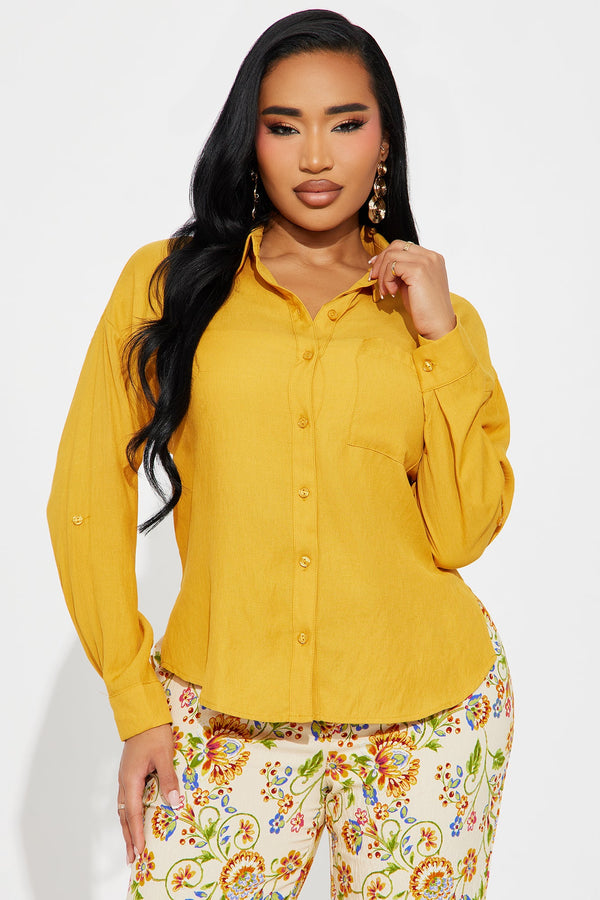 Leah Linen Shirt - Mustard