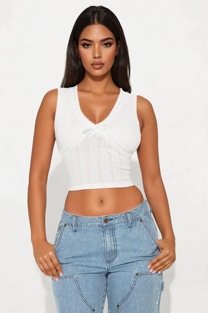 Afternoon Picnic Sleeveless Top - Off White