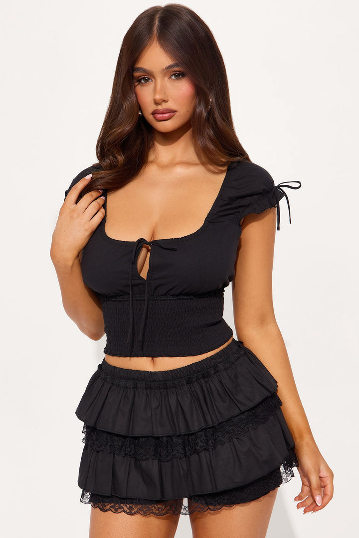 Coastal Energy Poplin Top - Black