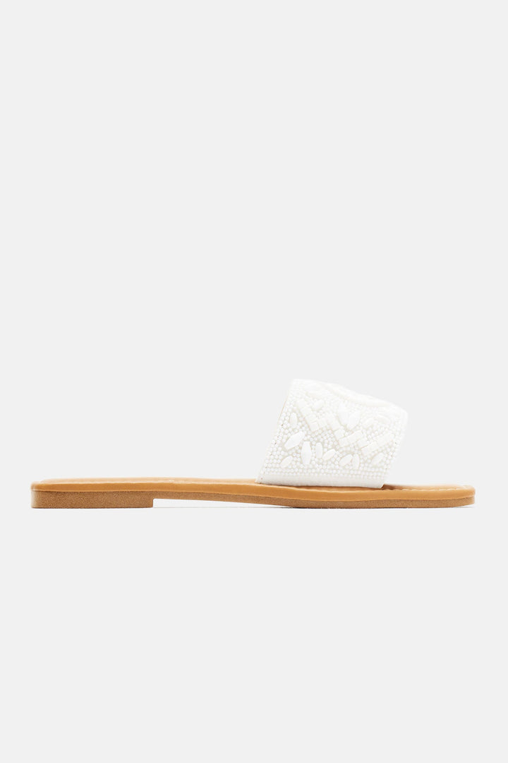Vacation Vibes Beaded Sandals - White