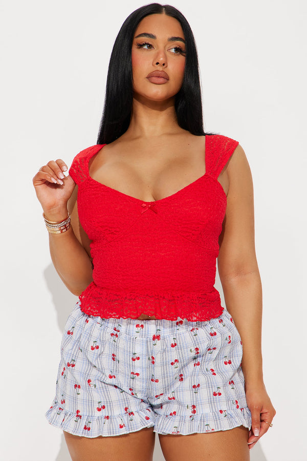 Set The Scene Lace Top - Red