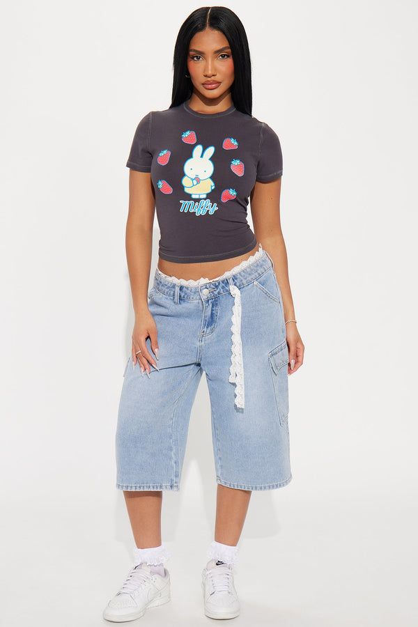 Miffy Strawberry Baby Tee - DarkGrey