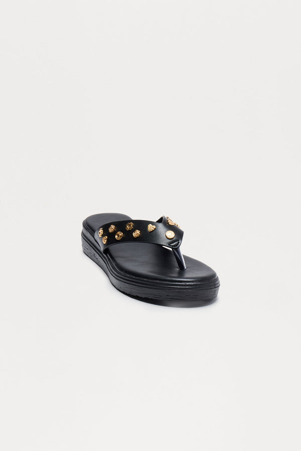 Amina Studded Flip Flop - Black