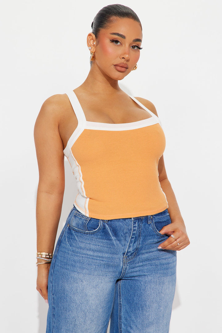 Tia Colorblock Tank Top - Orange/combo