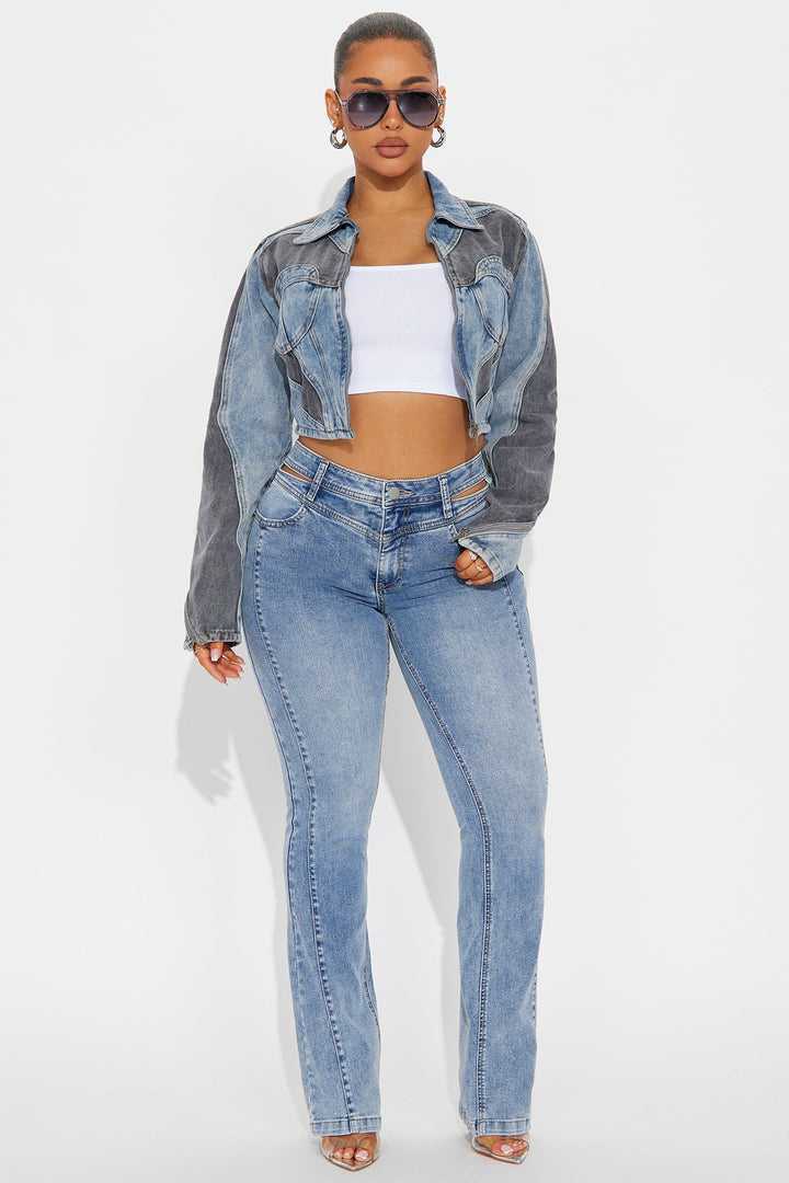 Bentley Cut Out Bootcut Jeans - Medium Wash