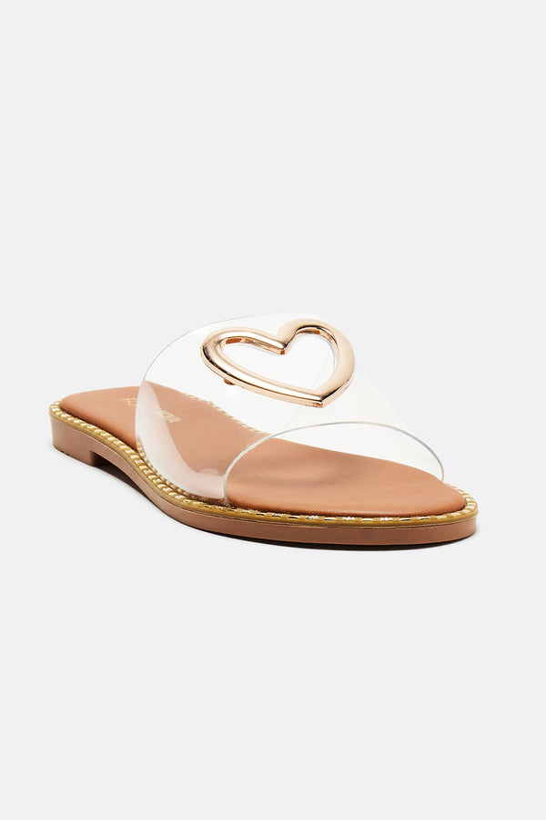 Heart Of Gold Flat Sandals - Clear
