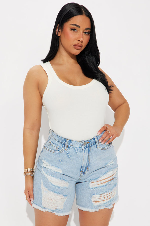 The Washed Scoop Neck Tank - Cream