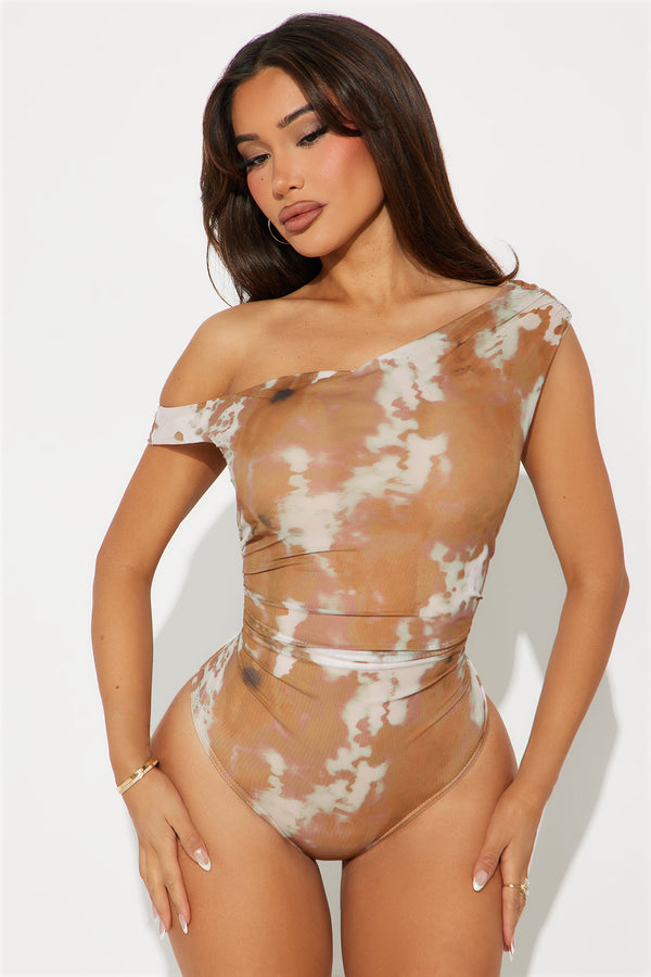 Vivienne Mesh Bodysuit - Brown/combo