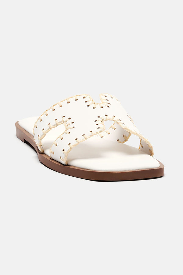 Joele Flat Sandals - White
