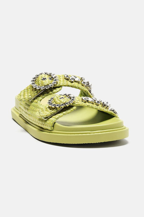 Sutton Embellished Slides - Green