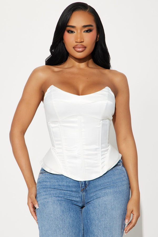Best Of Me Satin Corset Top - White