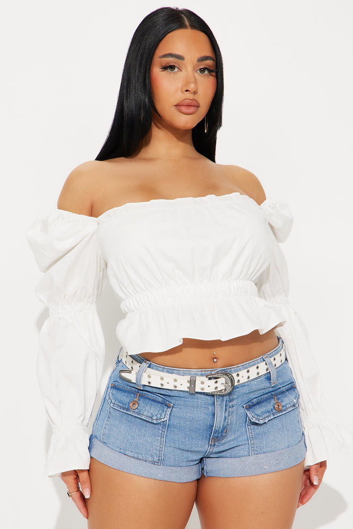 Elina Poplin Puff Sleeve Blouse - White