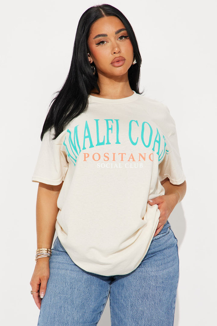 Amalfi Coast Summer Oversized Tee - Natural