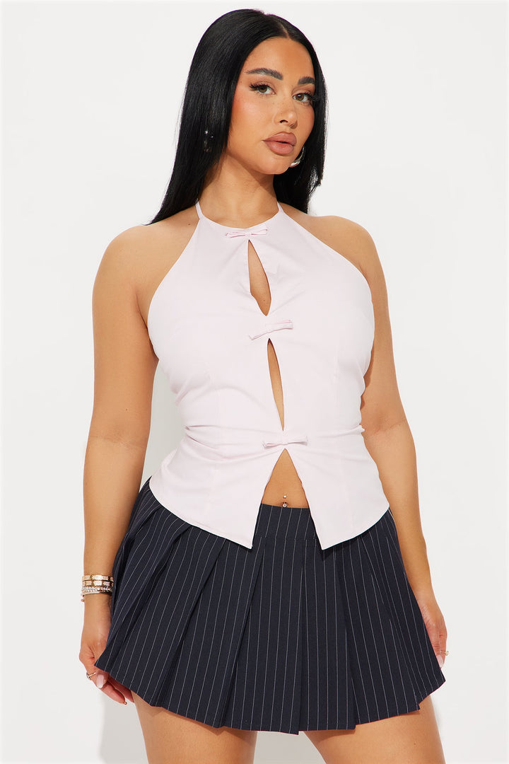 Classy Bows Poplin Halter Top - Pink