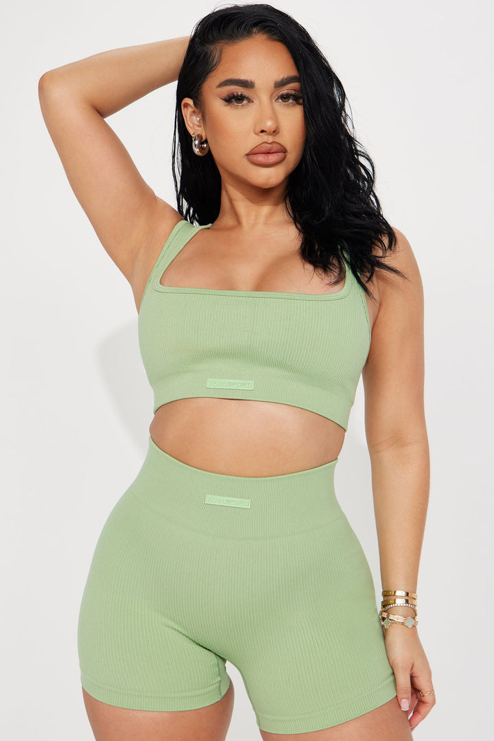 Effortless Orpheus Ribbed Seamless Bra Top - Sage