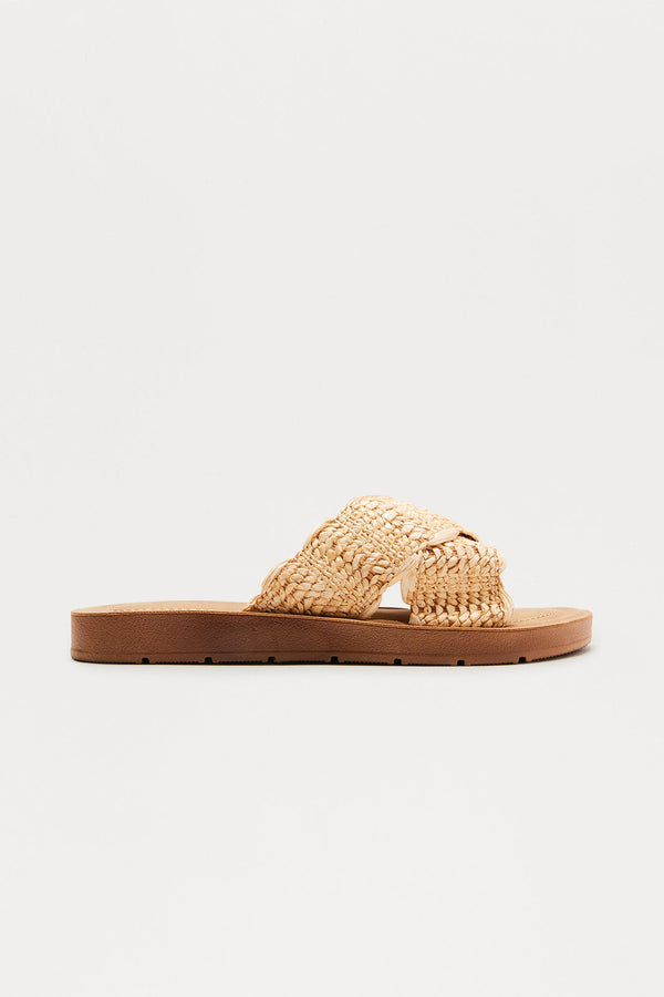 Crystal Cove Raffia Sandals - Natural