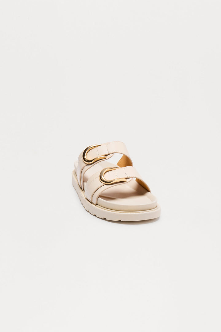 Felix Buckle Slip On Sandals - Cream