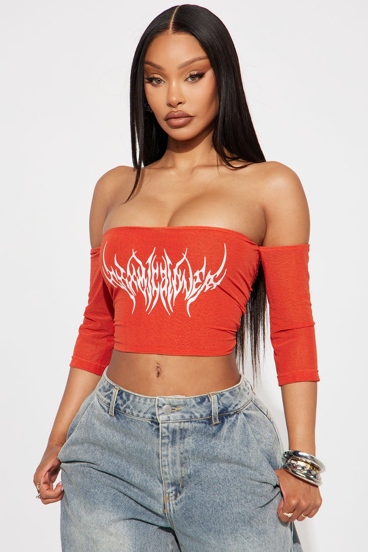 Main Stage Off Shoulder Crop Top - Orange