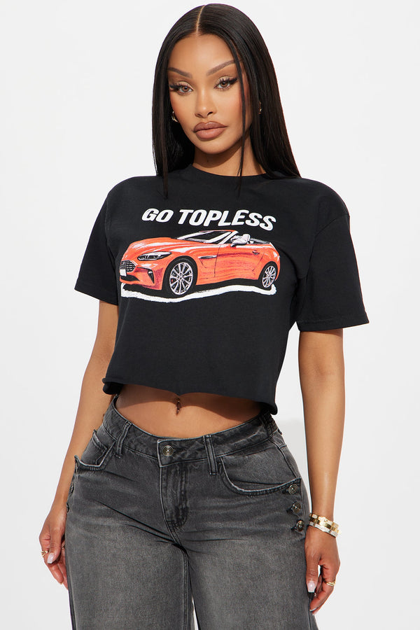 Go Topless Cropped Tee - Black