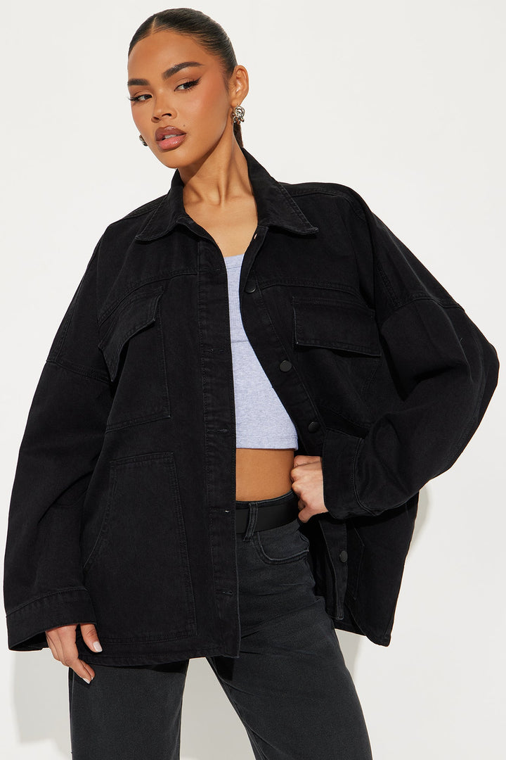 Candice Oversized Denim Jacket - Black
