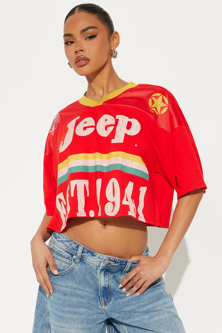 Jeep Est. 1941 Cropped Jersey Tee - Red
