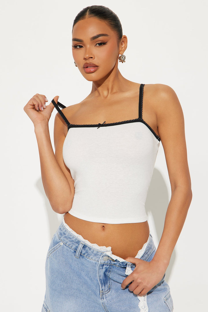 Celeste Ribbed Cami Top - White