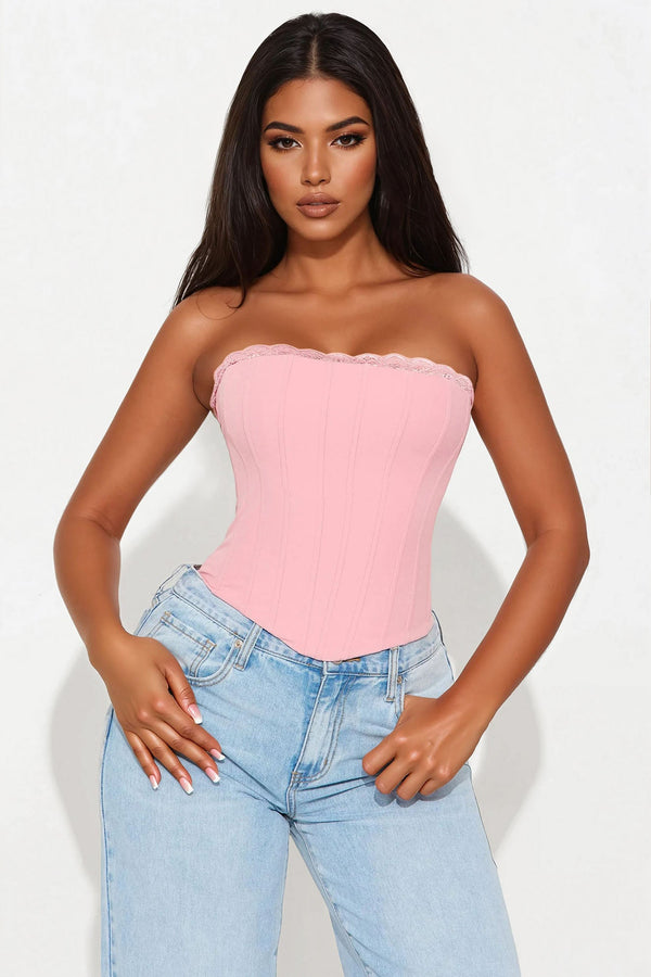 Kiss Me All Day Corset Top - Blush