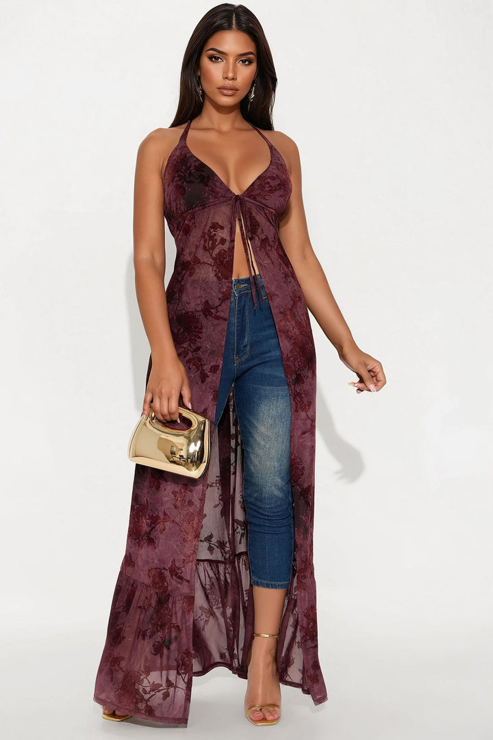 Nina Flyaway Maxi Top - Burgundy