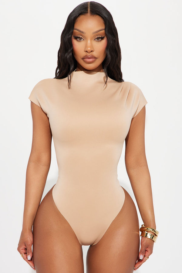 Fern Short Sleeve Mock Neck Bodysuit - Nude