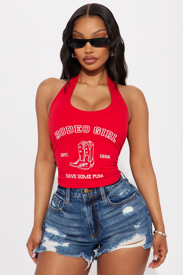 Your Rodeo Girl Halter Top - Red