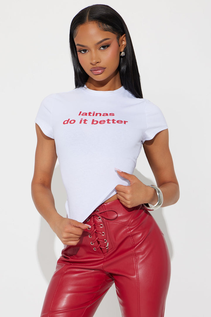 Latinas Do It Better Baby Tee - White