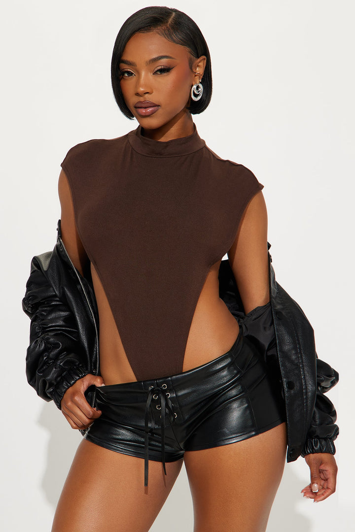 Worth Remembering High Cut Bodysuit - Brown