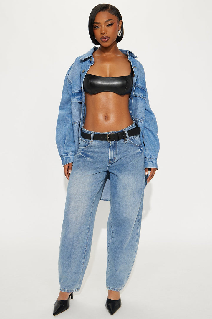 Isabella Non-Stretch Balloon Jeans - Medium Wash